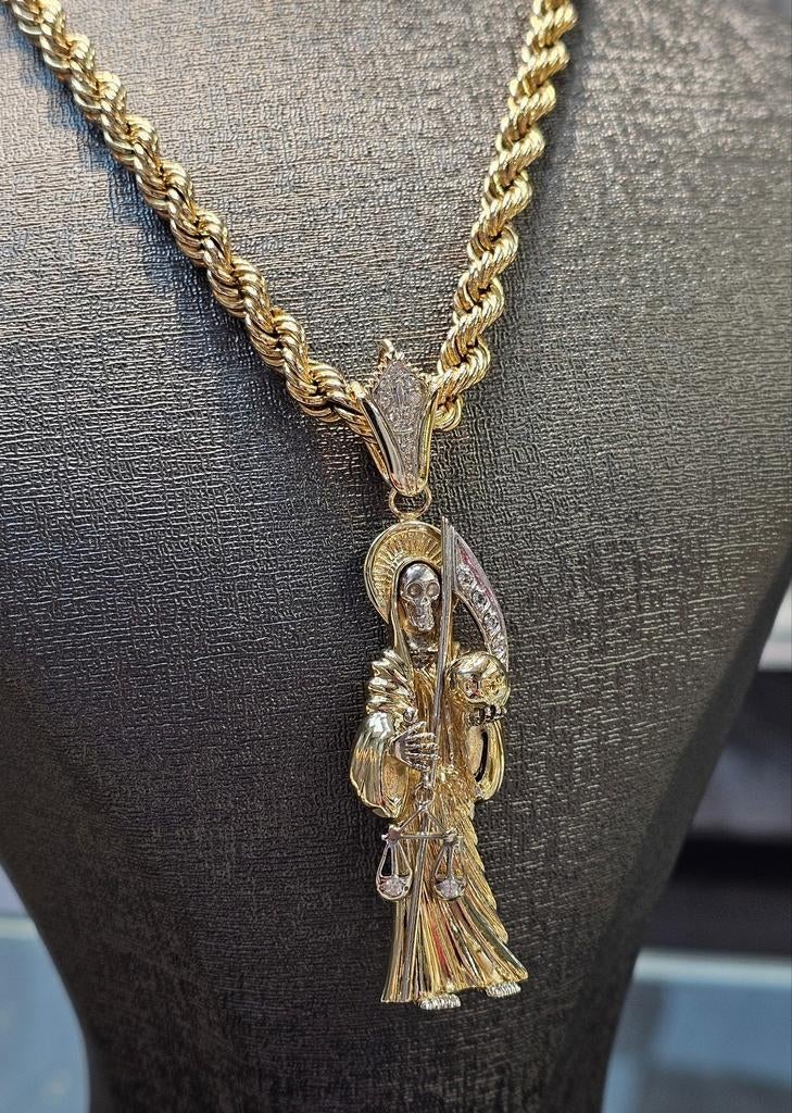 Prachtige Santa Muerte 14karaat goud massiefe hanger, Ophalen of Verzenden, Zo goed als nieuw, Goud, Goud