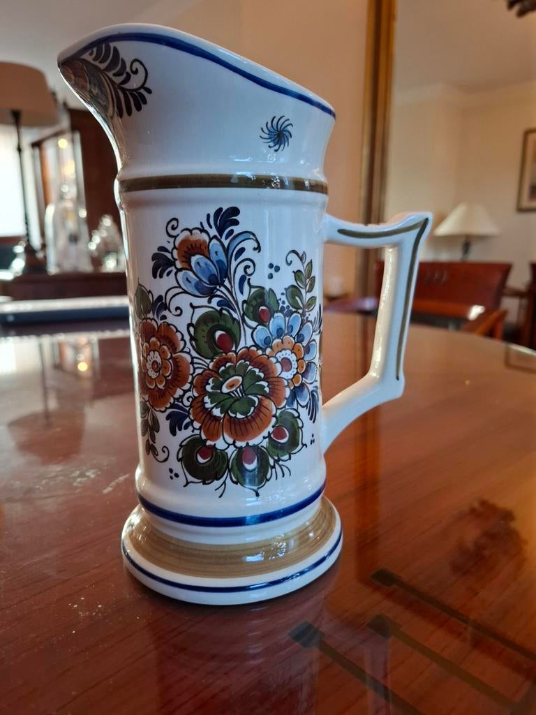 Delfts Polychroom Handwerk Kan - Bloemmotief, Antiek en Kunst, Antiek | Keramiek en Aardewerk, Ophalen of Verzenden