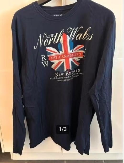 Donkerblauwe River Woods longsleeve T-shirt (NIEUW) 3XL, Kleding | Heren, Blauw, Nieuw, Overige maten, Ophalen of Verzenden