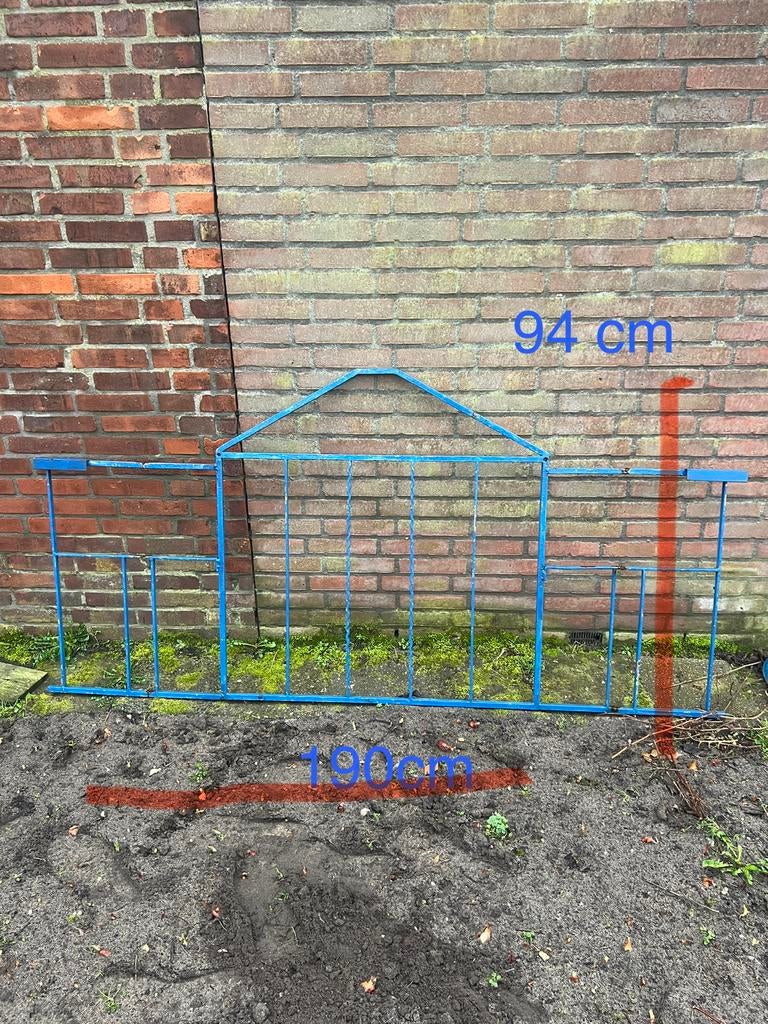 Stevig Metalen Insteekhek / Oprithek (3-delig) Afneembaar, Tuin en Terras, Ophalen, Met poort, Zo goed als nieuw, Sierhekwerk