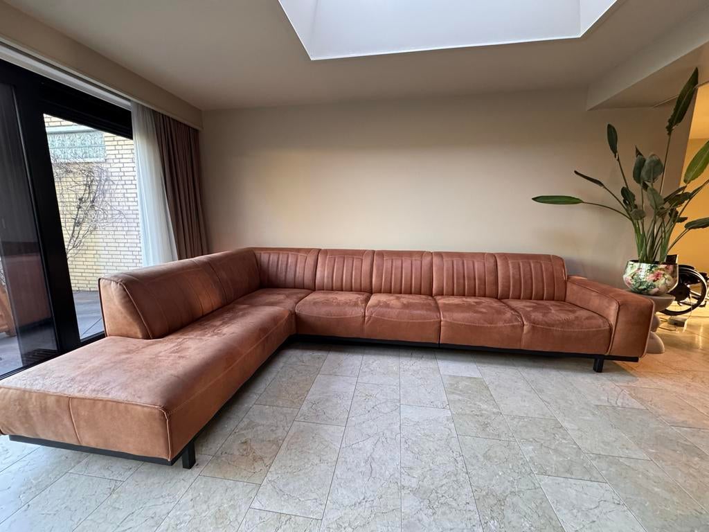 Luxe lederen hoekbank - 360x225 cm - nieuwstaat, Huis en Inrichting, Banken | Bankstellen, Zo goed als nieuw, Hoekbank, Vierpersoons of meer