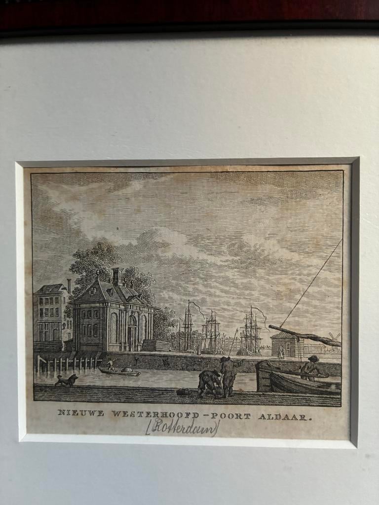 Antieke gravure: Nieuwe Westerhoofd-Poort Aldaar (Rotterdam), Ophalen of Verzenden, Stadsgezicht, Ets, 1700 - 1799