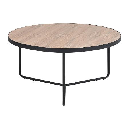Salontafel lichtbruin/zwart MELODY L, Overige materialen, 50 tot 100 cm, Rond, Nieuw