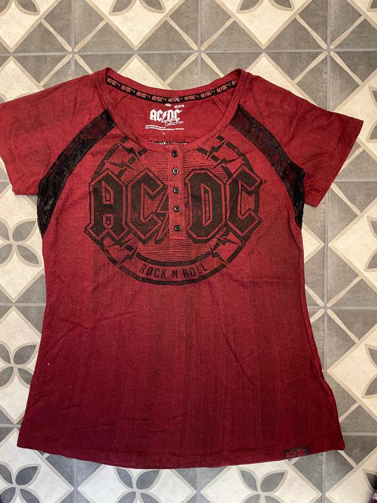 AC/DC T shirt Bordeau/ Zwart Maat L, Nieuw, Ophalen of Verzenden, Kleding, AC/DC T shirt Bordeau/ Zwart Maat L