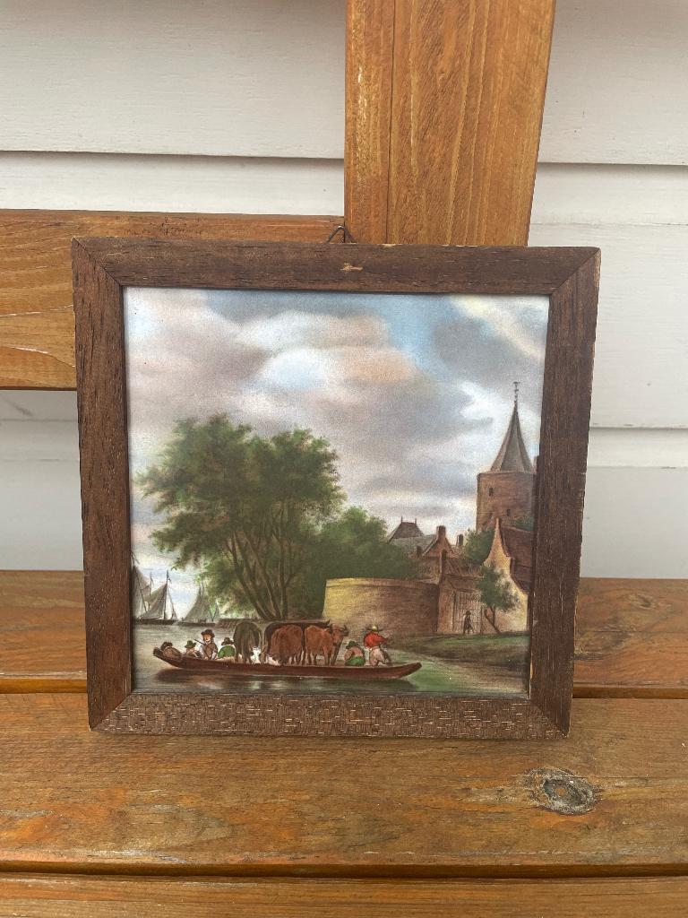 Wandtegel decoratief tegeltje Rako | kasteel boot mensen, Antiek en Kunst, Ophalen of Verzenden