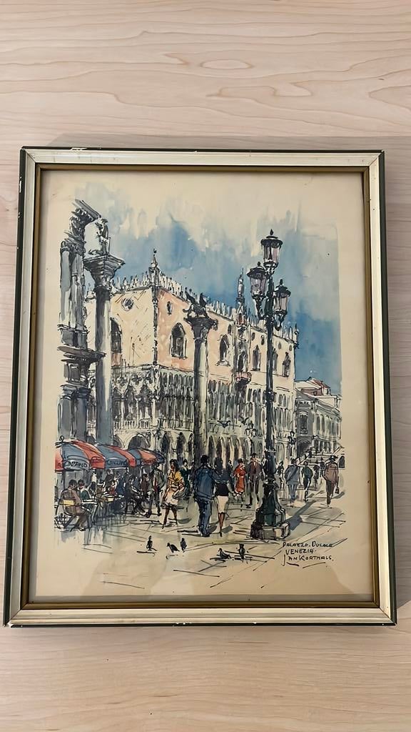 Aquarel Palazzo Ducale in Venice Jan Korthals, Ophalen of Verzenden