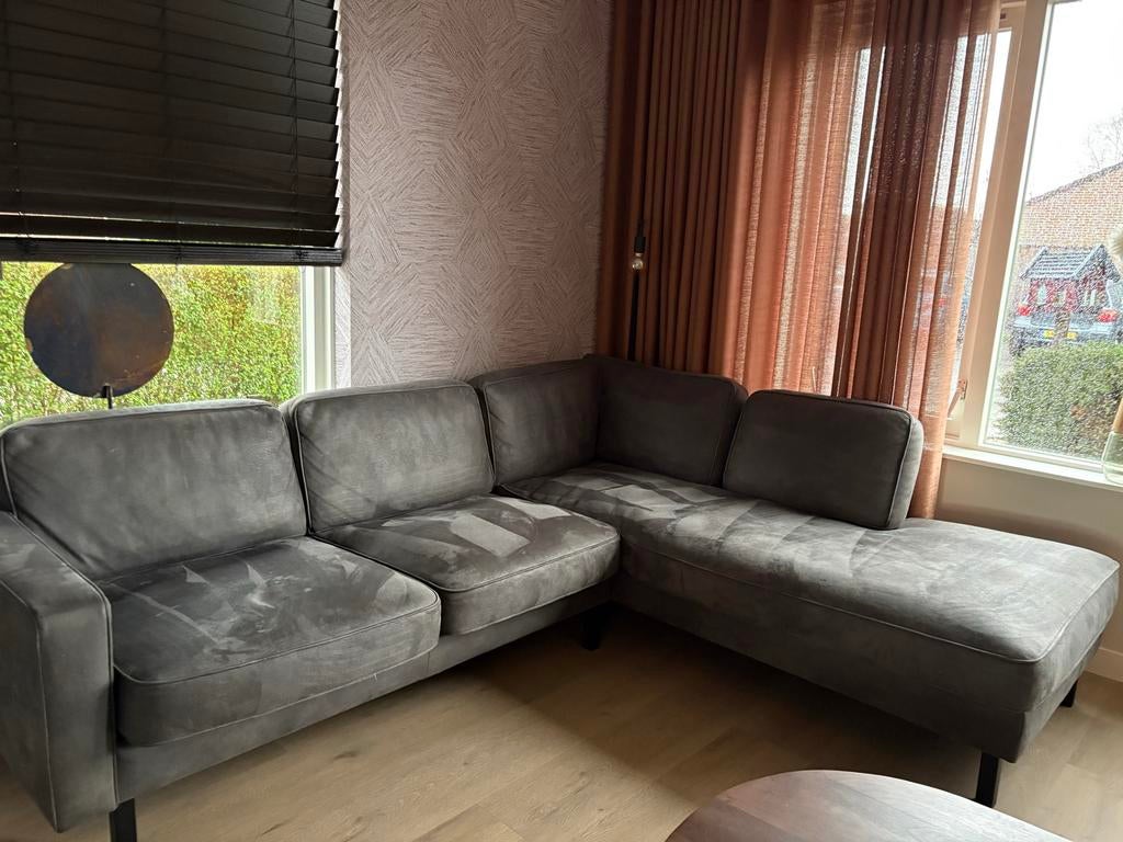 Grijze hoekbank van Pronto Wonen, Huis en Inrichting, Ophalen, Gebruikt, Hoekbank, 75 tot 100 cm