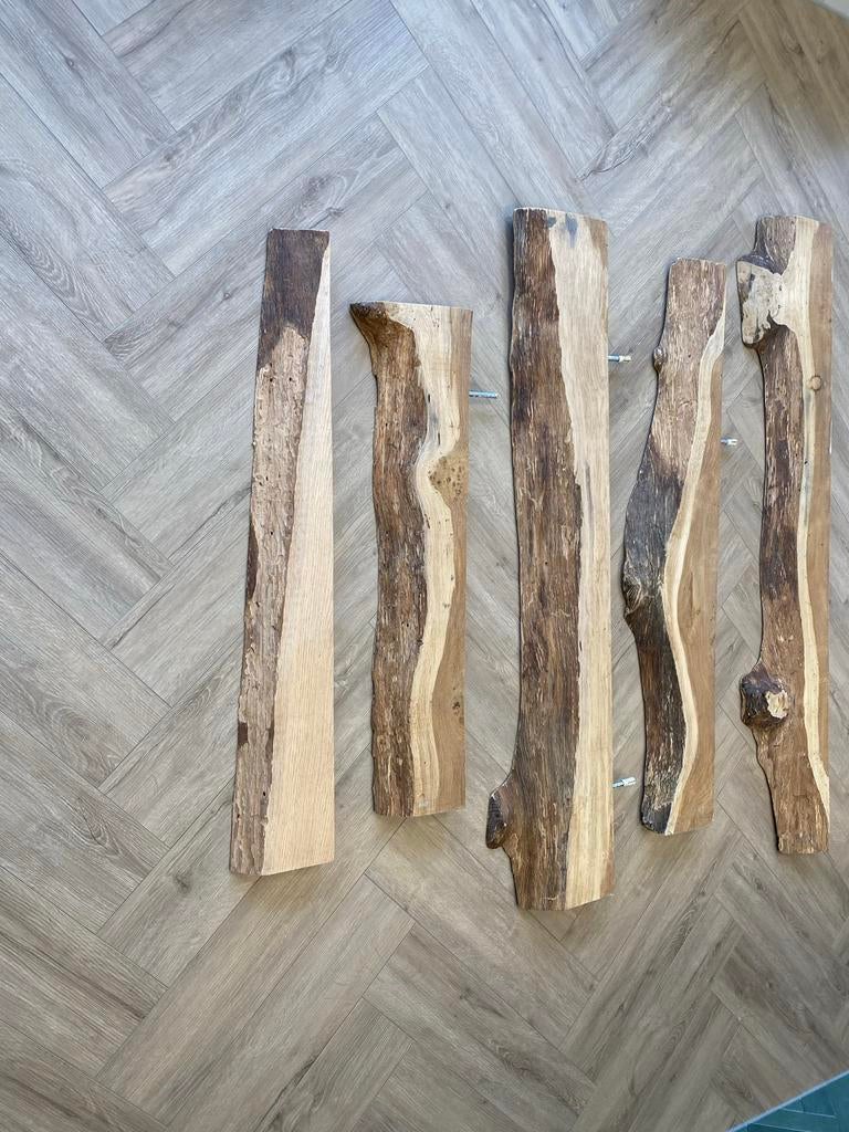 Unieke houten wandplanken - Natuurlijke boomstam look, Ophalen, Gebruikt