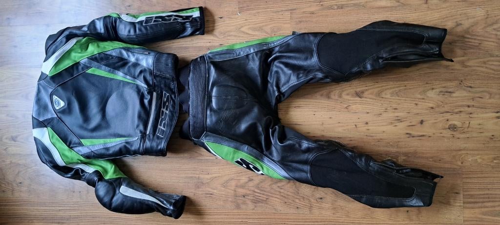 Leren Combi motorpak mt 48 kleur zwart groen grijs Z.g.a.n, Ophalen of Verzenden, Tweedehands, Dames