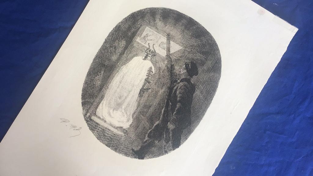 Ets met scène uit ‘Hamlet’, Antiek en Kunst, Ophalen of Verzenden