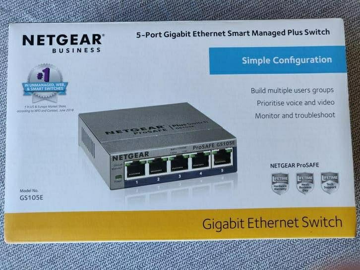 Netgear GS105E 5-poort Gigabit managed switch, Computers en Software, Netwerk switches, Ophalen of Verzenden, Nieuw