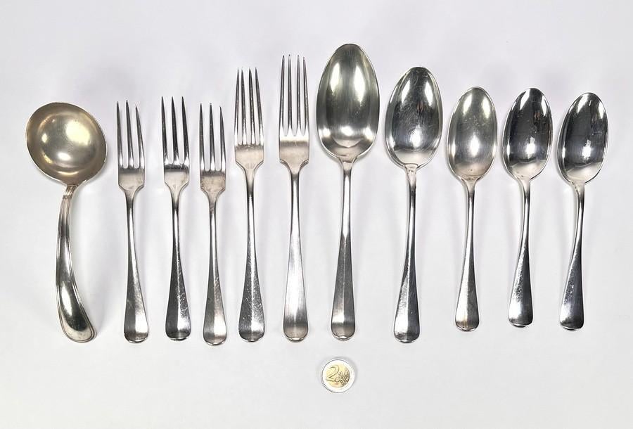 1370. Zilveren bestek - Haags lofje, 19e/20e eeuw, Antiek en Kunst, Antiek | Bestek, Ophalen of Verzenden
