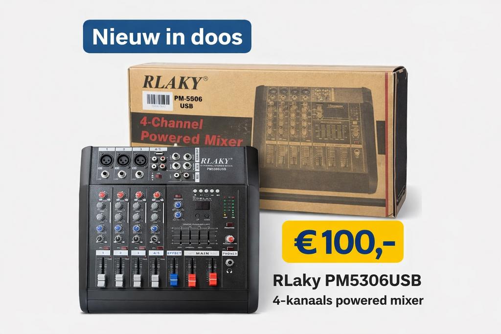 RLaky PM5306USB 4-Kanaals Mengpaneel - Nieuw in Doos, Muziek en Instrumenten, Mengpanelen, Ophalen of Verzenden, Nieuw, Minder dan 5 kanalen