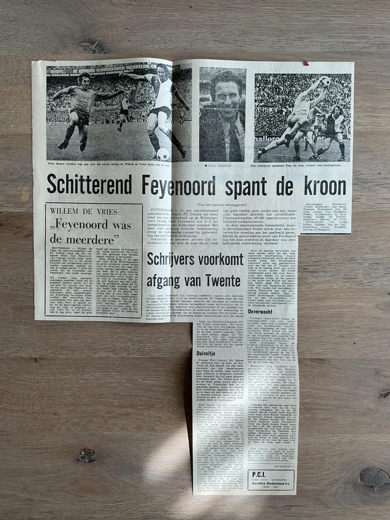 Voetbal krantenartikel Feyenoord FC Twente mei 1974, Verzamelen, Tijdschriften, Kranten en Knipsels, Ophalen of Verzenden, Knipsel(s)