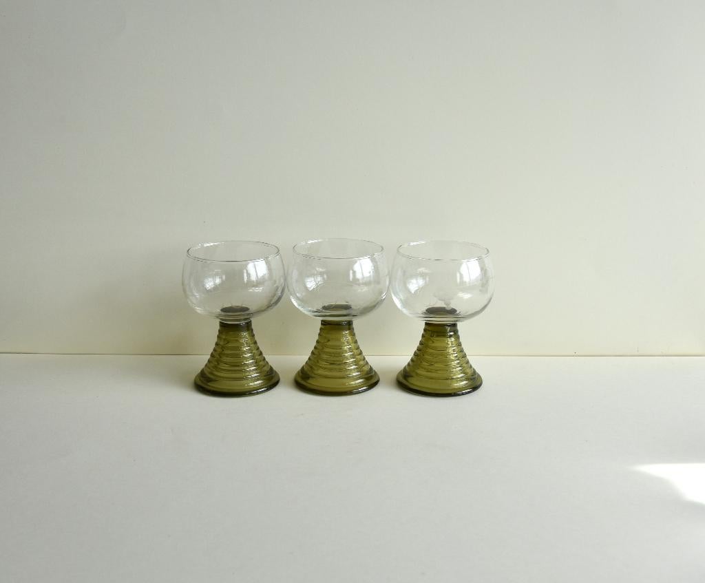 Vintage Wijnglazen Roemer- Moezel glazen 3x, Antiek en Kunst, Ophalen of Verzenden