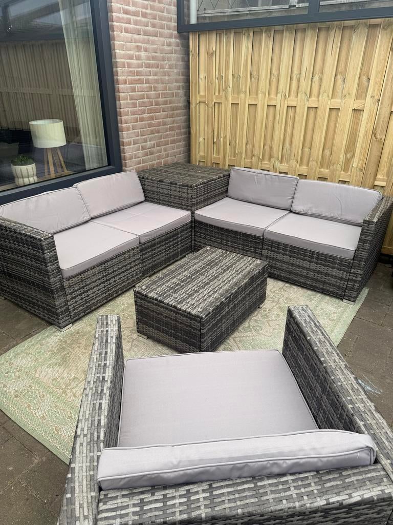 Loungeset met opbergruimte, 5 zitplaatsen, Gebruikt, Ophalen of Verzenden, Loungeset