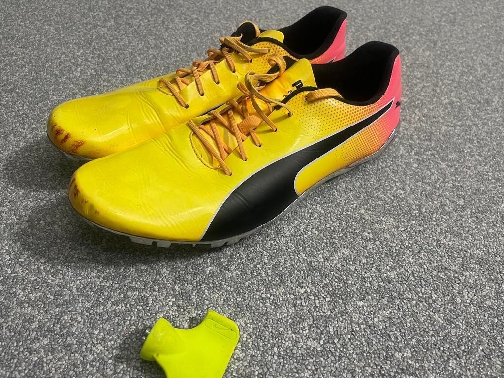 Puma EvoSpeed Electric sprintspikes + spikesleutel, Overige merken, Ophalen of Verzenden, Zo goed als nieuw, Overige sporten