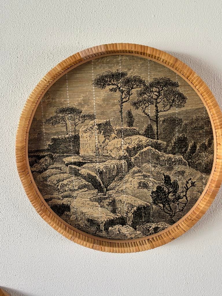 Decoratieve wandcirkels met landschap print, Ophalen, Zo goed als nieuw