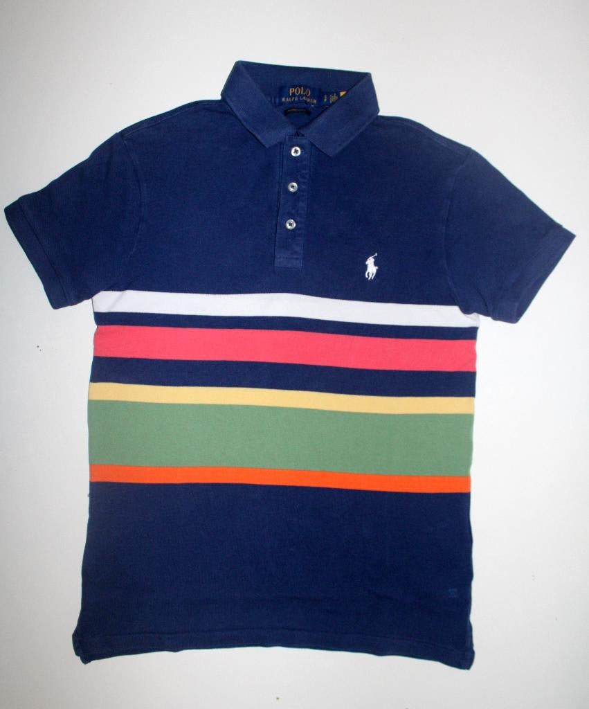 Ralph Lauren polo multicolor navy maat L 14-16y = maat 164, Ophalen of Verzenden, Zo goed als nieuw, Shirt of Longsleeve, Jongen