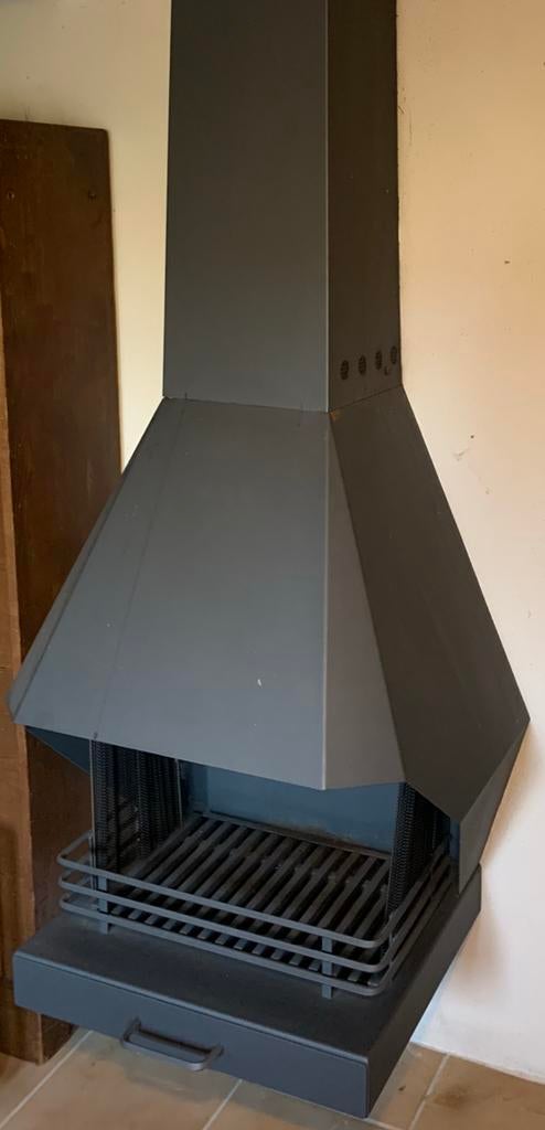 Stalen open haard zgan, Huis en Inrichting, Haarden, Ophalen, Zo goed als nieuw, Hangende haard, Houthaard