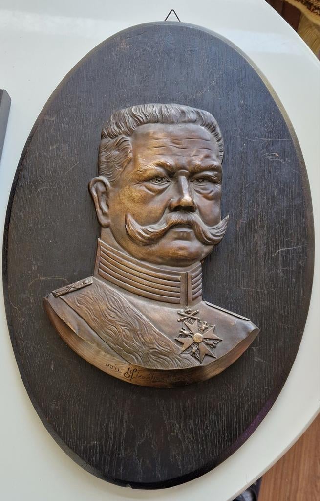 Originele Plaquette von Hindenburg op origineel paneel., Antiek en Kunst, Ophalen of Verzenden