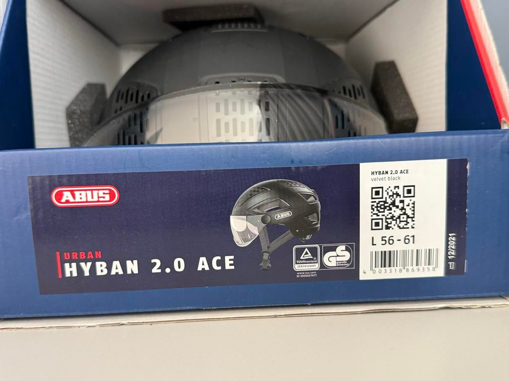 ABUS Urban Hyban 2.0 ACE fietshelm L 56-61 velvet black, Ophalen of Verzenden, Zo goed als nieuw, L, Heer of Dame