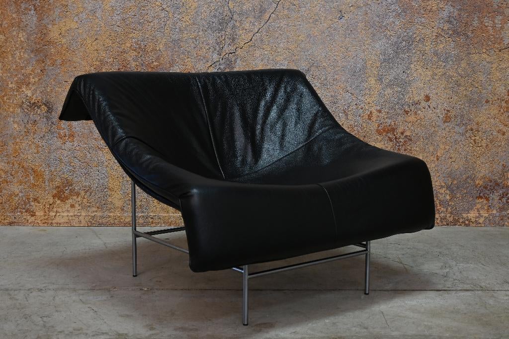 ZGANieuw zwarte leren Montis Butterfly design chair, Montis, Montis, 75 tot 100 cm, Ophalen of Verzenden