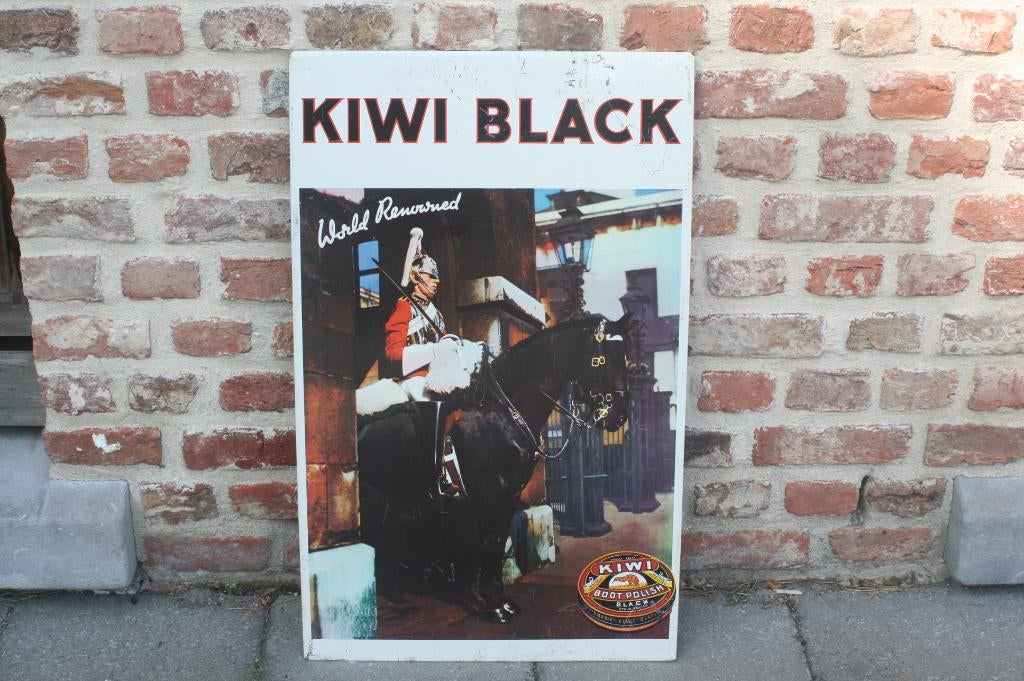 Reclamebord Kiwi Black boot polish (jaren 70), Ophalen of Verzenden, Gebruikt, Reclamebord