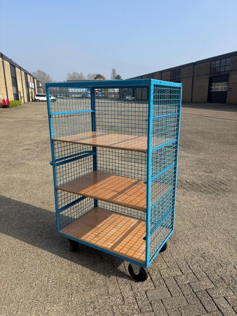 Etagewagen transportwagen kastwagen magazijnwagen met kooi, Doe-het-zelf en Verbouw, Transportwagens, 100 liter of meer, Ophalen