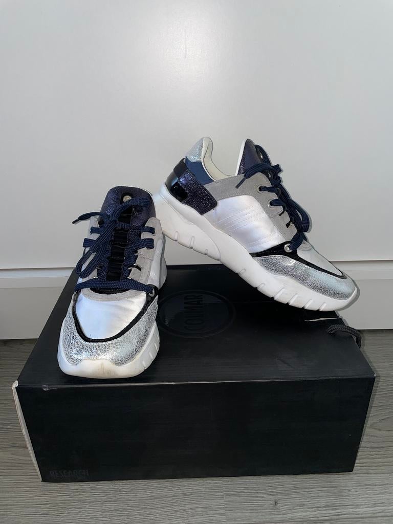 COLMAR dames blauw witte metallic sneaker gympen mt 38, Blauw, Ophalen of Verzenden, Sneakers of Gympen, Zo goed als nieuw