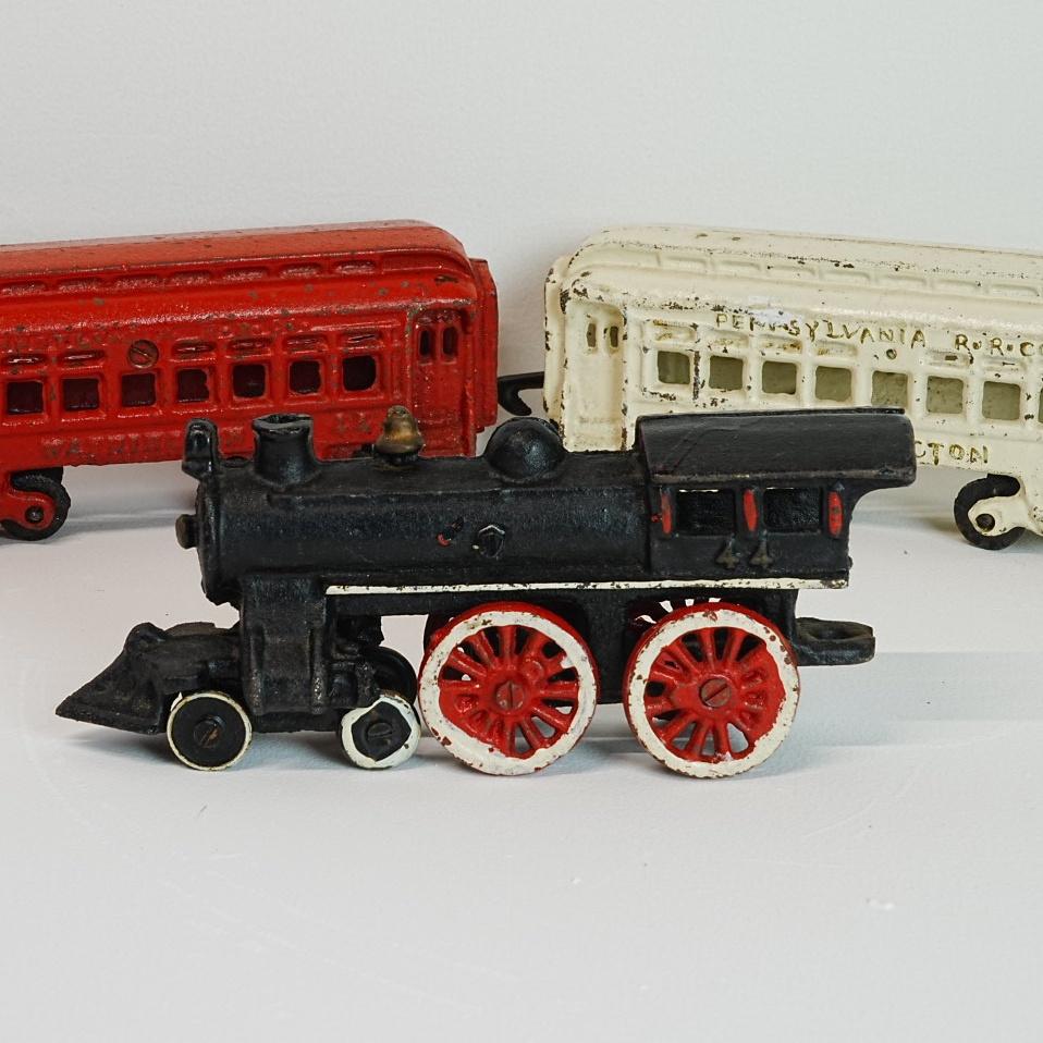 Antieke, jaren 20, Amerikaanse hubley gietijzeren treinstel., Ophalen of Verzenden