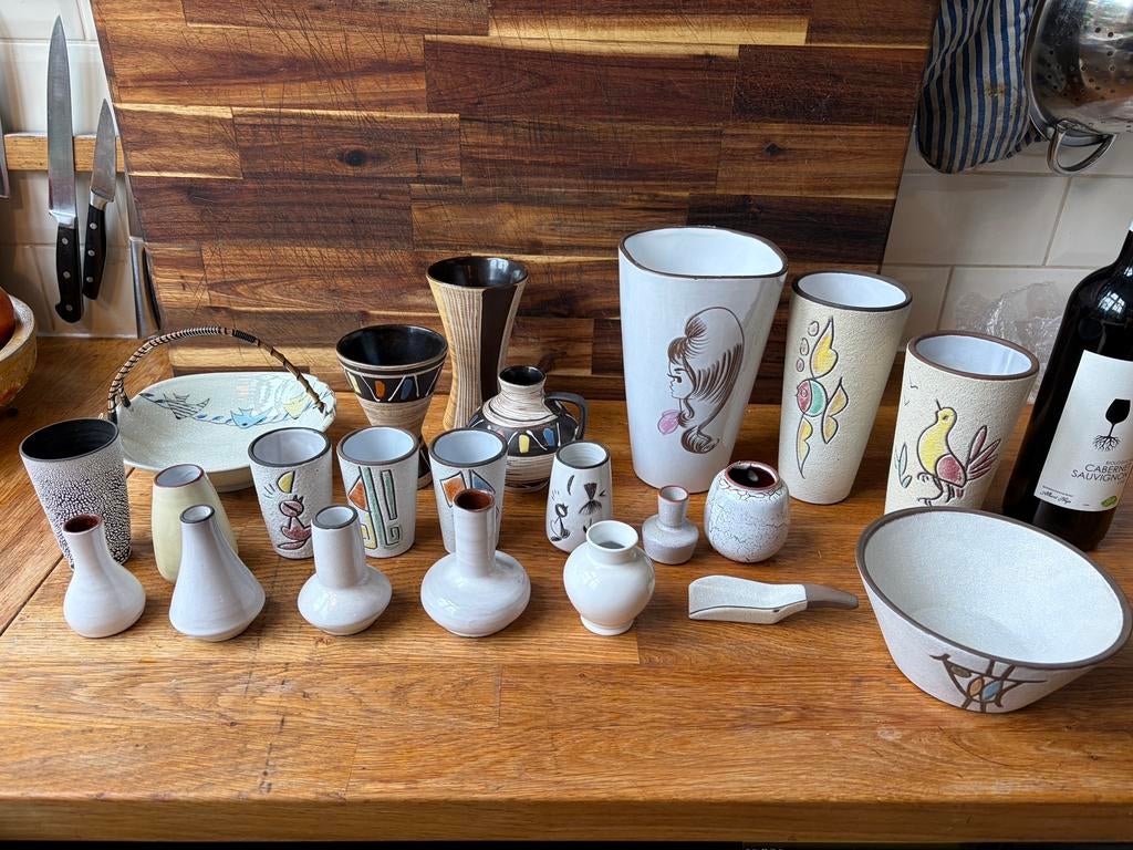 Grote mid century keramiek collectie jaren 60/70  20+ stuks, Ophalen of Verzenden