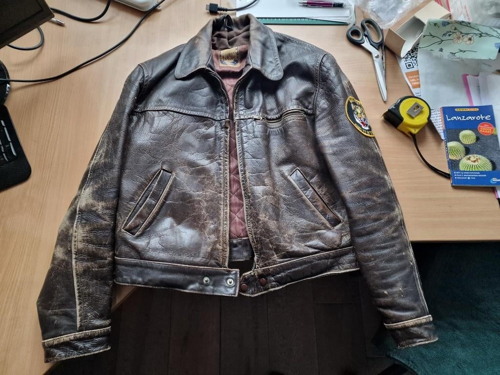 Gelmok vintage leren jas, Ophalen of Verzenden, Gedragen, Maat 48/50 (M), Bruin