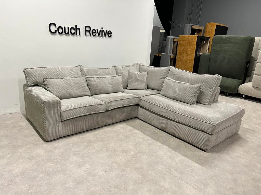 GRATIS LEVERING Ribstof Hoekbank 270x250 REFURBISHED, Verzenden, Zo goed als nieuw, 150 cm of meer, Vierpersoons of meer