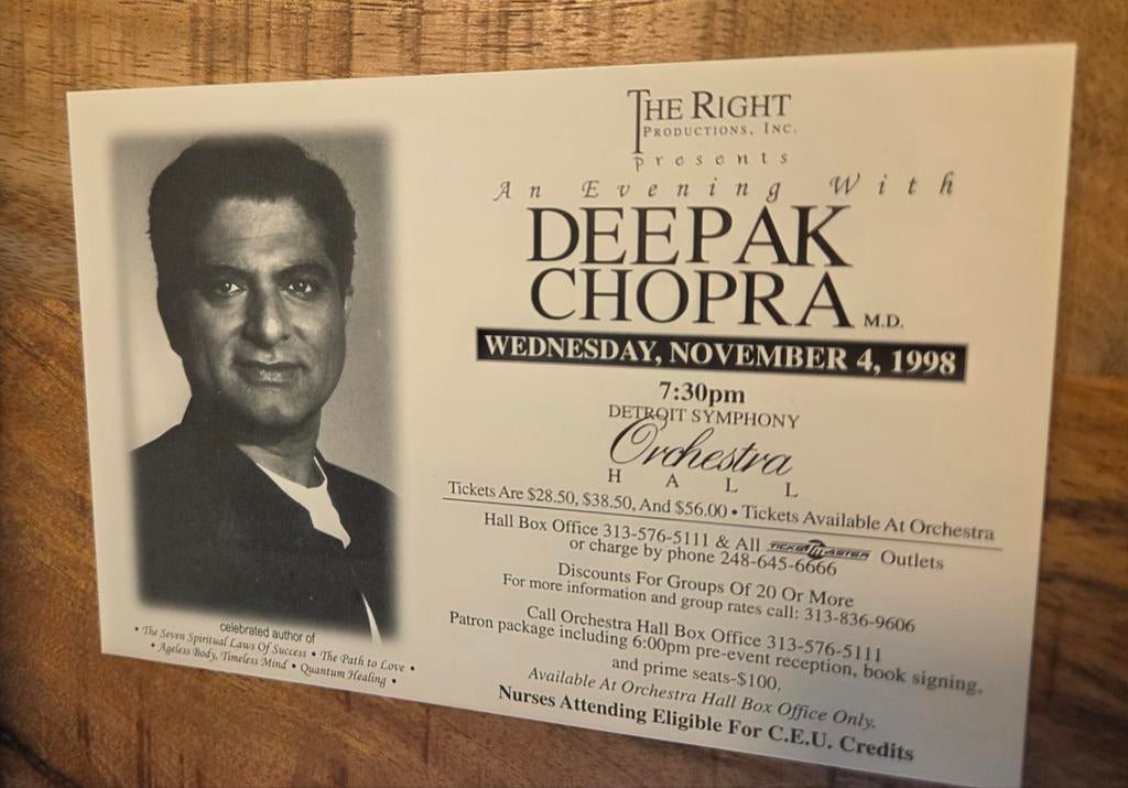 Deepak Chopra, Verzenden, 1980 tot heden, Ongelopen, Sterren en Beroemdheden