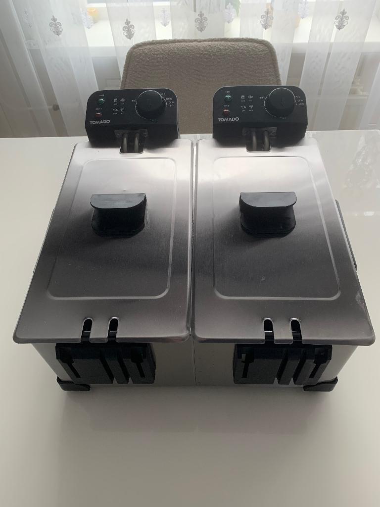 TOMADO - Dubbele RVS frituurpan, Witgoed en Apparatuur, Frituurpannen, 4 liter of meer, Ophalen, Nieuw, Duo-friteuse