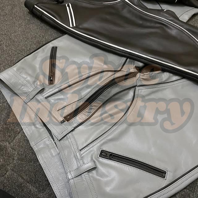 te koop nieuwe grijze leren broek gay, Ophalen of Verzenden, Nieuw, Maat 48/50 (M), Grijs