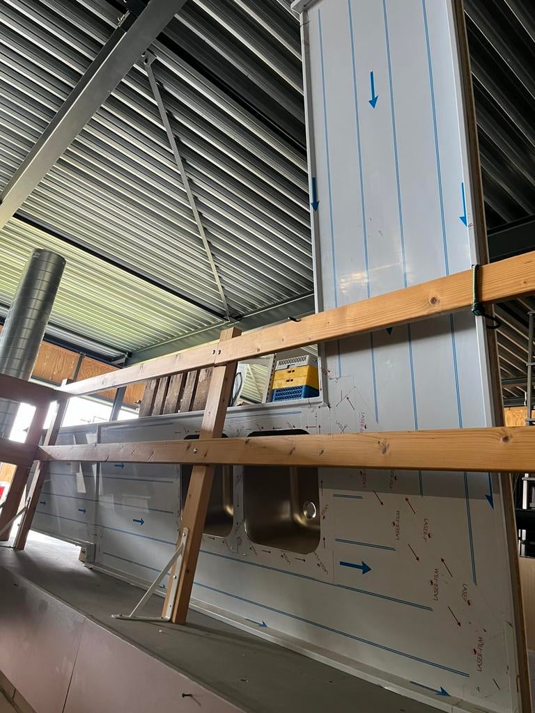 Rvs werkblad met dubbele spoelbak, Ophalen, Nieuw