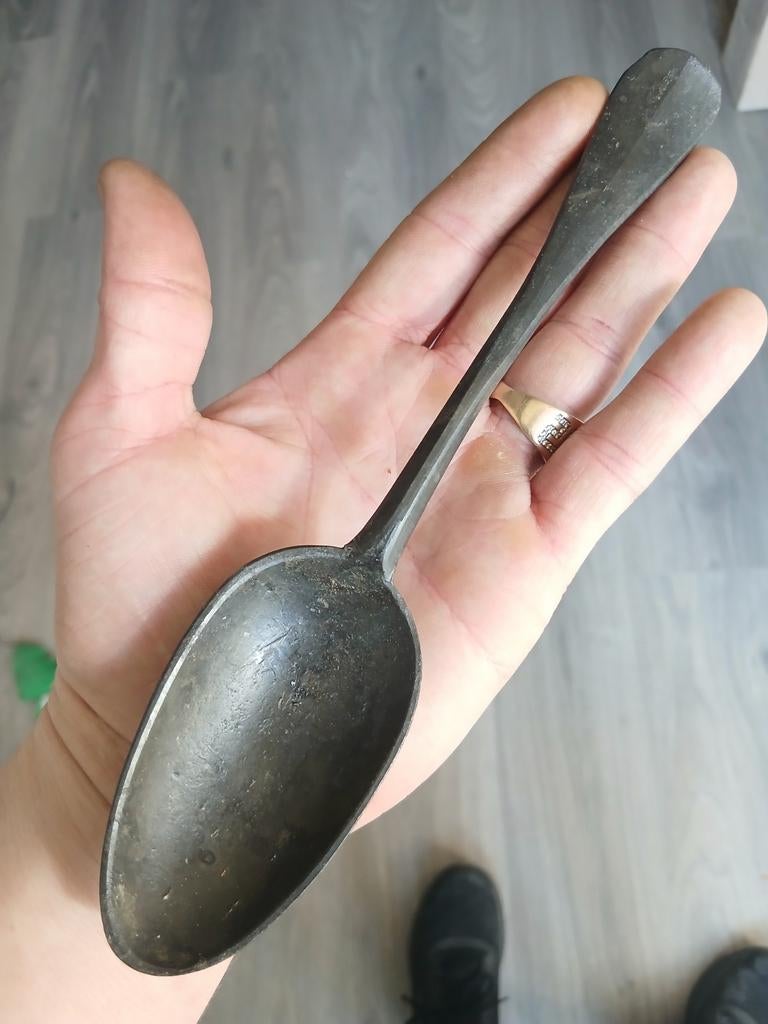 Bodemvondst - tinnen lepel - 18e eeuw - rattenstaart, Ophalen of Verzenden