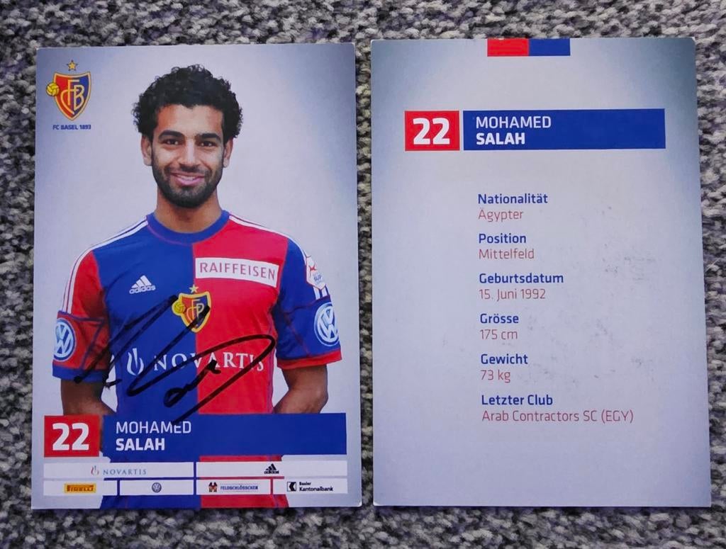 Mohamed Salah - FC Basel Postkaarten met Handtekening, Ophalen of Verzenden, Zo goed als nieuw, Buitenlandse clubs, Poster, Plaatje of Sticker