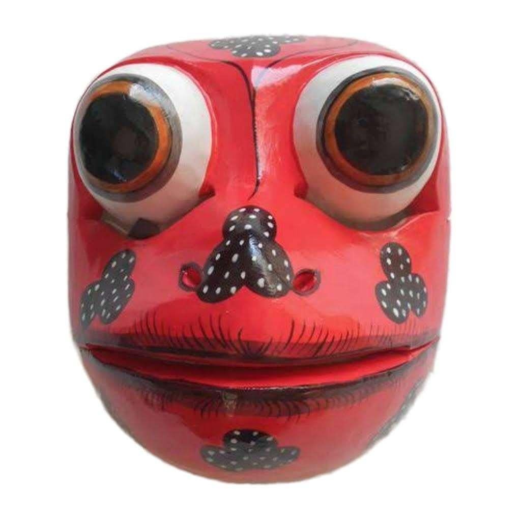 Balinees Handwerk: Topeng Masker "Kikker" in Rood TOP190, Verzenden