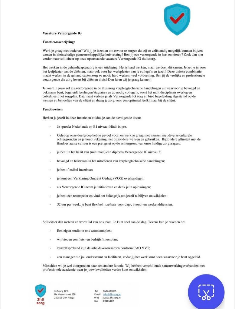 Vacature Verzorgende IG, Diensten en Vakmensen, Welzijn | Overige