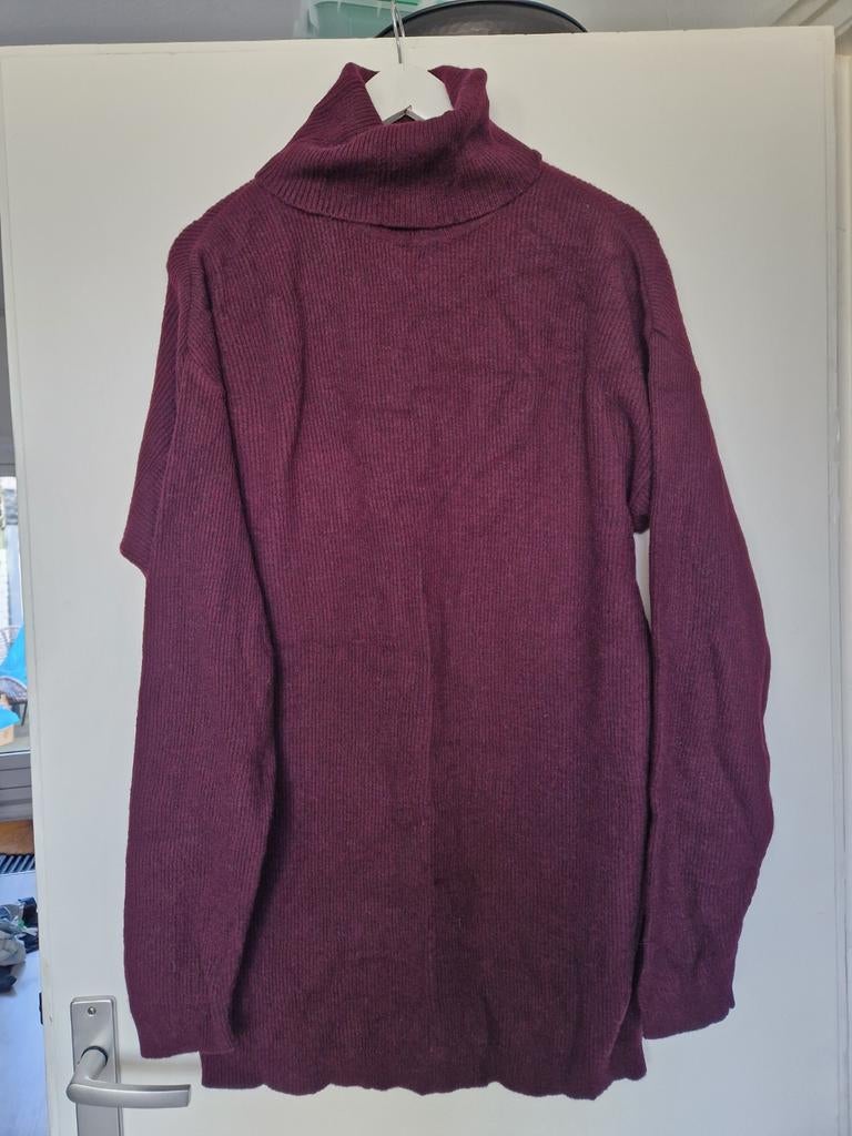 Aubergine wollen trui met col maat L, Maat 38/40 (M), Paars, Ophalen of Verzenden, Gedragen