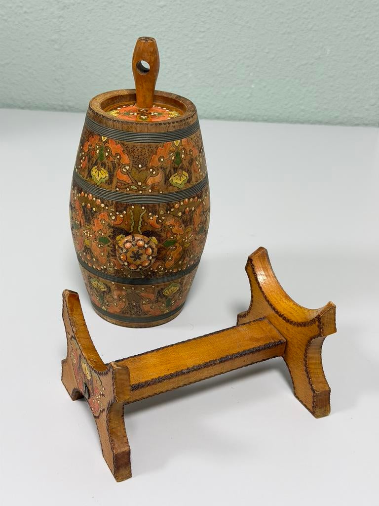 Antieke Houten Boterkarn Karnton Handbeschilderd antiek hout, Ophalen of Verzenden