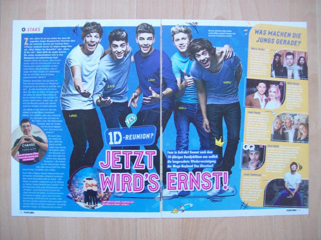 Artikel over One Direction - 1D uit Duits tijdschrift 2x A4, Ophalen of Verzenden, Nieuw, Boek, Tijdschrift of Artikel