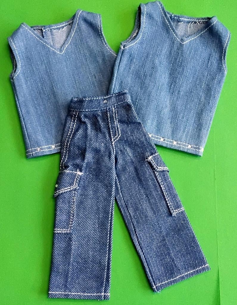 Vintage Barbie"Flavas"Top Jeans Kleertjes, Verzamelen, Poppen, Verzenden, Gebruikt, Kleertjes