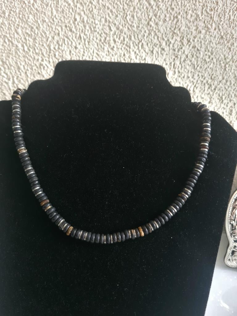 Unisexs metalic kralen ketting surverstijl valentijn💕, Ophalen of Verzenden, Gebruikt, Zwart, Overige materialen