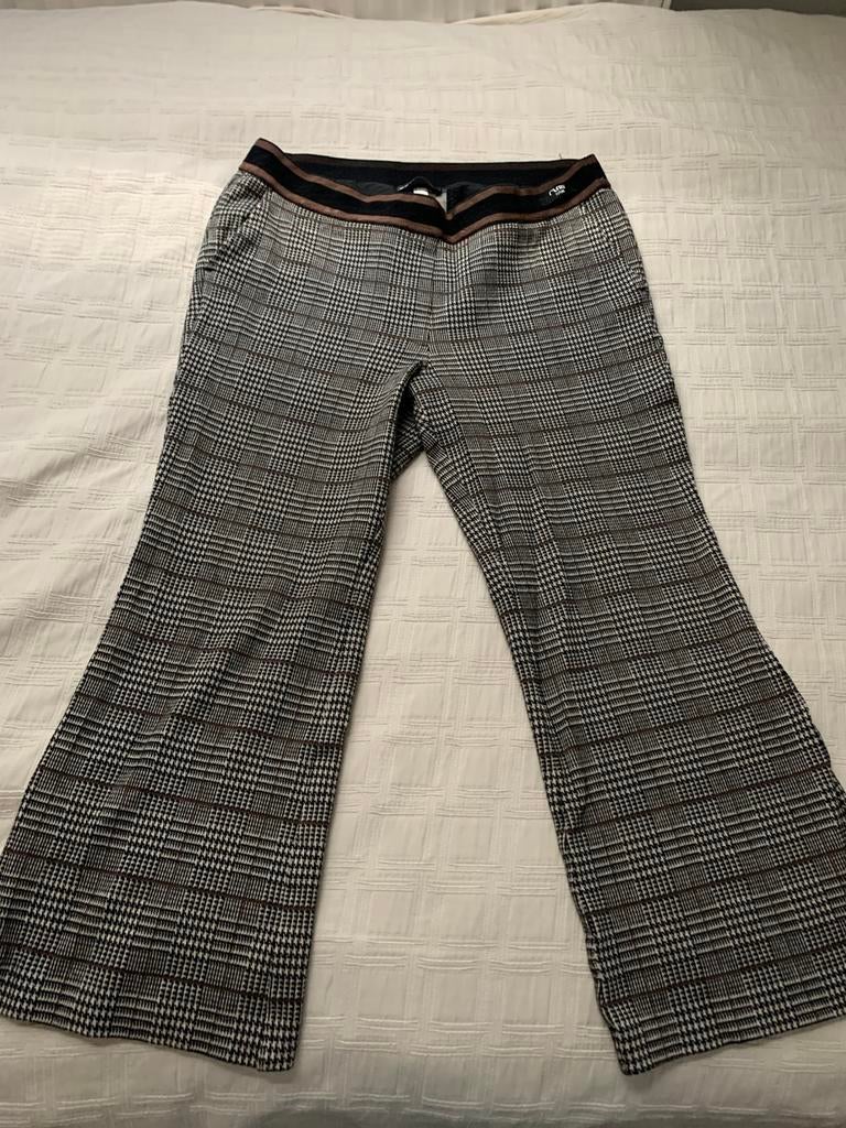 Cambio 46 ruit broek elastische band bruin zwart wit, Verzenden, Zwart, Maat 46/48 (XL) of groter, Lang