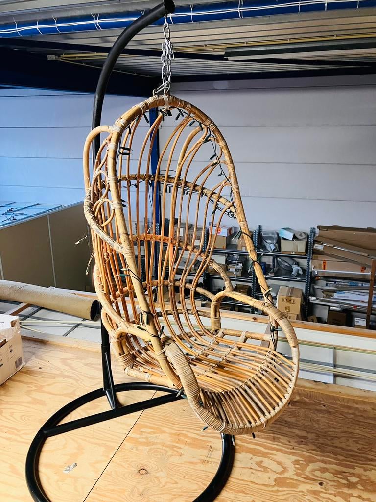 Rivièra Maison rotan hangstoel egg chair, Ophalen, Gebruikt, Bruin, Eén