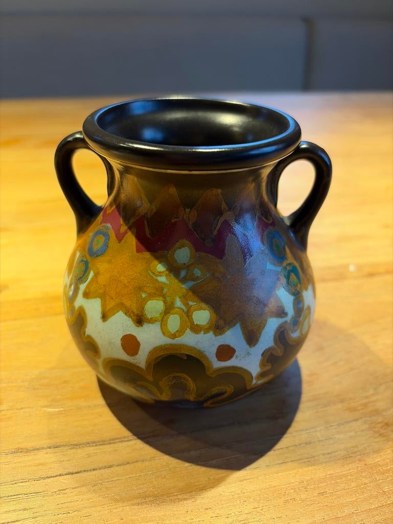 Plateel vaas Arnhemse Fayencefabriek, Gebruikt, Overige kleuren, Aardewerk of Porselein, Ophalen of Verzenden